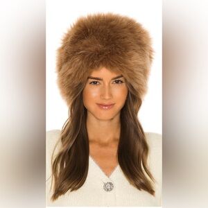 NOOKIE Tatiana faux fur hat beanie Russian tan brown snow bunny revolve zara h&m